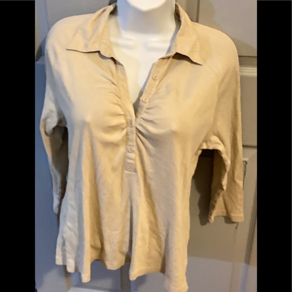 Charter Club Tops - Long Sleeve Beige Knit Shirt